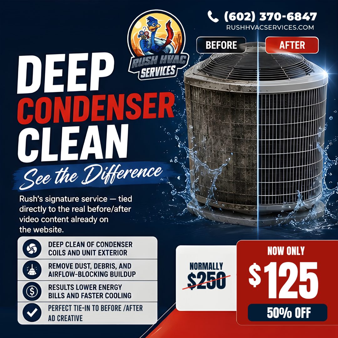 Deep Condenser Clean before and after, now only $125, normally $250